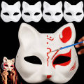 1Pcs Japanese Mask Half Face Hand-painted Cat Fox Mask Anime Demon Slayer Masquerade Halloween Festival Cosplay Prop.. 