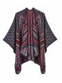 Fashion Imitation Cashmere Women Geometric Vintage Poncho Split Scarf Winter Warm Shawl Wrap Female Knitted Cloak Thick Blanket.