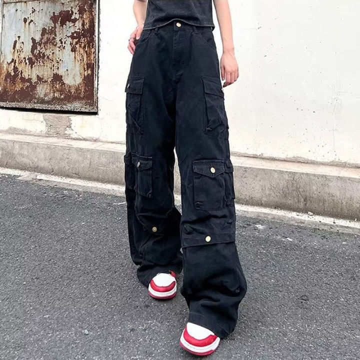 Pocket%20Solid%20Color%20Cargo%20Pants%20Women's%20Y2K%20Street%20Retro%20Loose%20Wide-Leg%20Overalls%20Couple%20Casual%20Joker%20Mopping%20Jeans%20Pants%20Women%20-%20Image%205