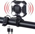 Bike Bell 4 Lamp Cycling Light 1200mAh Electric Horn Waterproof USB Charging Loud Alarm Security Bicycle Bell (Multicolor).