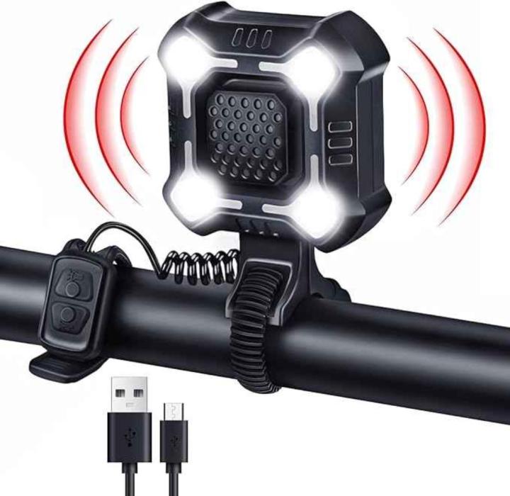 Bike Bell 4 Lamp Cycling Light 1200mAh Electric Horn Waterproof USB Charging Loud Alarm Security Bicycle Bell (Multicolor)