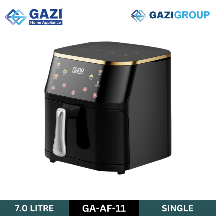 Gazi Smiss GA-AF-11 Air Fryer with One Touch LCD Panel, 1800W Power, 7L Non-Stick Frying Pot, Customizable Temperature Control, 7 Pre-set Programs, Automatic Shut-Off, 1-Year Warranty