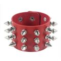Black Leather Wristband Bracelet Cuff goth gothic punk bracelets women men metal armbands cosplay can be adjusted jewelry. 