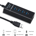 USB Hub 3.0 Cable 1.2M High Speed Adapter USB Splitter Expander 4 Port for PC Computer Laptop Mac Windows - Black. 