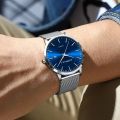 CRRJU Watch for Men, Stainless Steel 40mm with Mesh Strap Mens Watches,Classic Ultra Slim 7mm Men's Wrist Watches Automatic. 