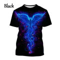 Summer new fire Phoenix 3D T shirts fashion animal lucky bird phoenix print short-sleepen top men and women personality T-shirt.