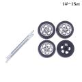 1Set 1:64 Car Wheels For Hotwheels Rubber Tire With Wheel Axle Model Modified. 