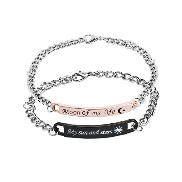 【Daily Necessities For Anyone Store】Bracelet for Couple Gift for Lovers 'Moon My Life My Sun and Stars ' Women Jewelry Long Distance Relationship