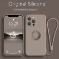 Original Liquid Silicone Ring Holder Case For iPhone 15 14 13 1happy2 11 Pro Max Mini Xs XR 7 8 Plus SE Bracket Magnetic Cover Strap.