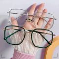 Myopia Glasses Green Large Frame Anti-blue Light Women's Flat Korean Style Eye Frame Girls Glasses Clear Glasses Women. 