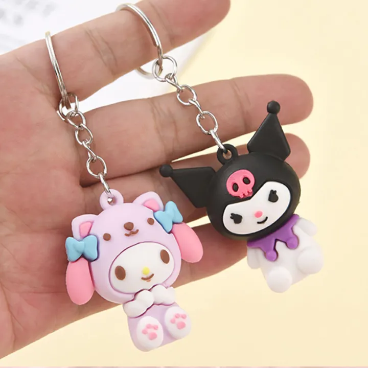 Creative%20Rubbe%20Keychain/Popular%20Cartoon%20KT%20Series%20Kuromi%20Cinnamoroll%20My%20Melody%20Hello%20Kitty%20Car%20Pendant%20Decoration%20For%20Bags/Key%20Rings%20Accessories%20-%20Image%202