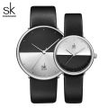 SK couple watch three-needle belt men's and women's pair watch fashion contrast minimalist quartz watch waterproof watch cross-border 9016.