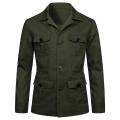 2024 British Style Men's Linen Safari Jackets Fashion Vintage Multi Pockets Cargo Jacket Streetwear Gentry Casual Outerwear Male.
