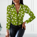 Casual Shirt Slim Fit Milk Cow Printing Casual Office Shirt Top.