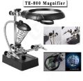 LED Magnifying Magnifier Glass with Light on Stand Clamp Arm Hands Free Black. 