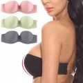 Womens Strapless Bra Tube Top Bra Push Up Beige/Black Brassiere Invisible Balconette Bra Seamless Underwear Wedding Dress. 