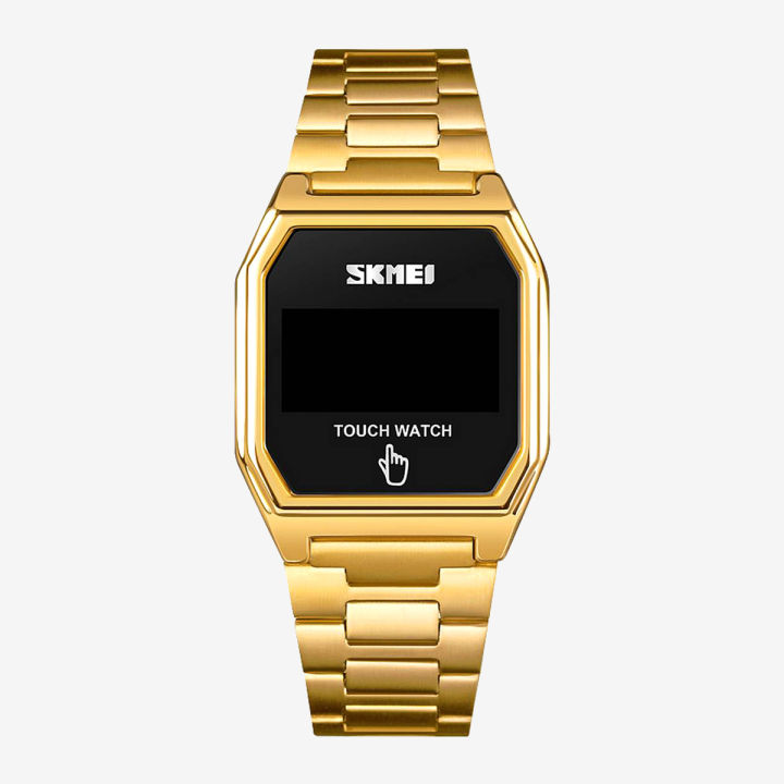 SKMEI 1679 Golden Stainless Steel Digital Watch For Unisex - Golden