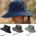 【3C VictoryEagle】Summer Men Bucket Hat Solid Color Anti Sun Wide Adjustable Fisherman Cap.