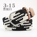 Black Female Casual Knitted Pin Buckle Men Belt Woven Canvas Elastic Expandable Braided Stretch Belts for Women Jeans Belts Belt. 