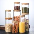 Food Storage Container Storage Tank Glass Jars for Bulk Cereals Noodle Kitchen Organizer Bamboo Lid Canister Kitchen Storage Box.