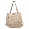 Embroidered Tote Bag Durable Portable Canvas Shoulder Bag Large Capacity Fashion Storage Bag for Casual Grocery Shopping Book Carrying Women Accessory Pouch. 