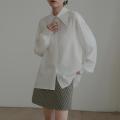 Women White Pointed Collar Shirt Solid Color Full Sleeve Shirt Women Safari Style Spring Summer New Temperament Lightweight Lq22. 