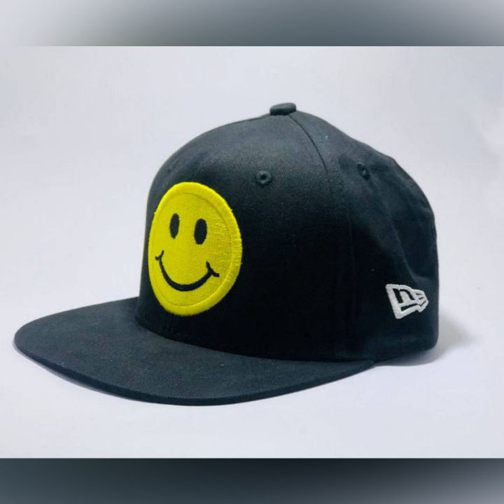 Black Cotton Smile  DJ Cap for Men