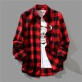 Luxury Business Black White Plaid Shirt Men's Korean Fashion Long Sleeved Jacket Collar Slim Fit Shirts And Blouses For Men.