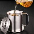 Stainless Steel Oil Strainer Pot Container Jug Storage with filter Cooking Oil Pot. 