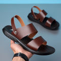 2023 summer new thick-soled casual sandals non-slip men's leather beach shoes dual-purpose sandals soft sole versatile.