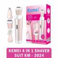 Kemei Km-3024 Multifunctional 4 In 1 Rechargeable Woman Body Shaver Eyebrow Nose Trimmer Set. 