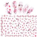 3D Personalized DIY Pink Sakura Nail Art Stickers Color Rose Flower Nail Art Slider Nail Decorative Decals Stickers.