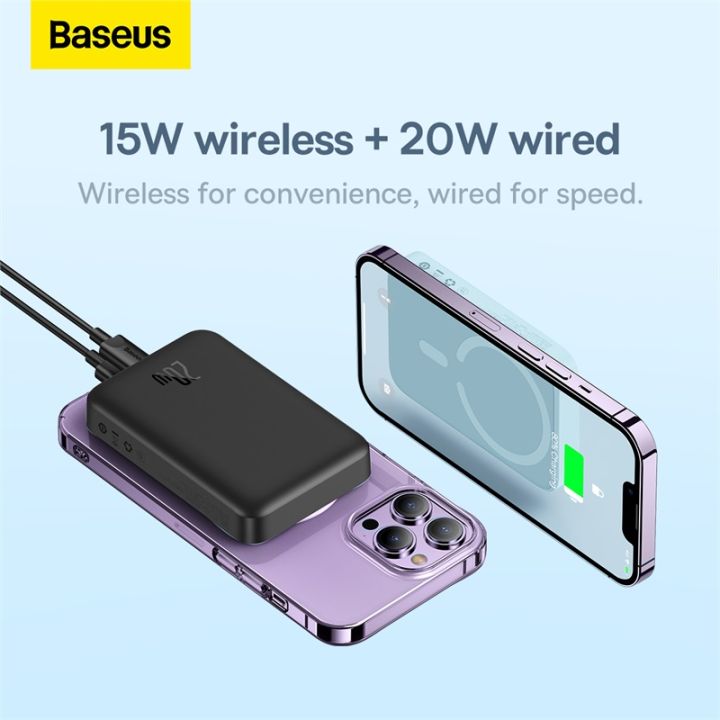 Baseus%20Magsafe%2010000mAh%20Magnetic%20Wireless%20Fast%20Charge%20Power%20Bank%20for%20iPhone%2015/14/13/12%20Series,%20Black%20-%20Image%205