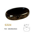 High Quality Luxury Modern Oval Art Basin Ceramic Gold Black Bathroom Sink Counter Top Hand Wash Basin. 