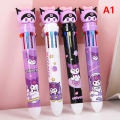 New Cute Cartoon Kuromi 10 Color Ball Pen Kawaii 0.7Mm Multi Color Pen Writing Tool Podazz. 