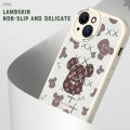 Jizetin for Realme C25 / C25S / C12 / Narzo 20 / Narzo 30A Back Cover Luxury Brand Bear Lambskin Texture PU Leather Back For Girls Boys Soft Phone Case.