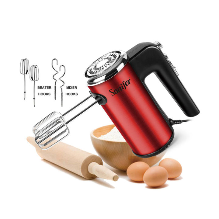 Sonifer Electric Whisk 5-Speed Ultra Power Hand-held Baking Mixer SF-7024,red,400W