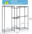 5 Tiers  hanging clothing stand  Wire Garment Rack Heavy Duty Clothes Rack Portable Clothes Wardrobe Large Armoire Storage Rack Organizer, 74.4" W x 17.7" D x 76.8" H, color , Black. 