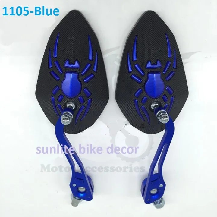 Universa%20Looking%20Glass%20For%20Motorcycle.%20Rearview%20Mirror%20Metal%20Body%202%20Pis.%20spider%20design%20Model%201105%20Blue%20-%20Image%202