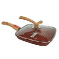 MGC 24cm Granite Coating Nonstick Square Grill Pan - 24cm - Red, Romantic Square Grantie Non-Stick Fry Pan.CD:P450. 