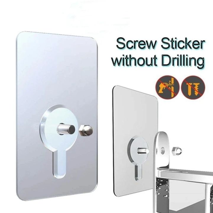 05PCS/10PCS/20PCS%208mm%20Screw%20Hooks%20with%20Nut%20Self%20Adhesive%20Hanging%20Holder%20Shelf%20Rack%20Mounted%20Photo%20Picture%20Wall%20Free%20Drill%20Kitchen%20Bathroom%20Decor%20-%20Image%202