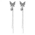 Korean Fashion Purple Crystal Butterfly Drop Earring for Women  Tassel Chain Rhinestone Earring Jewelry. 