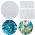 Round Clock Epoxy Resin Silicone Mold Arabic Roman Numbers Flower Leaf Clock Mould Wall Decor DIY Resin Crafts Casting Mold.