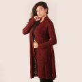 Maroon Longline Front-Open Sweater for Women. 