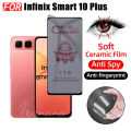 3 in 1 Infinix Smart 10 Plus Shockproof Phone Case for Infinix Smart 10 X6725 Anti Spy Soft Ceramic Matte Privacy Tempered Glass.