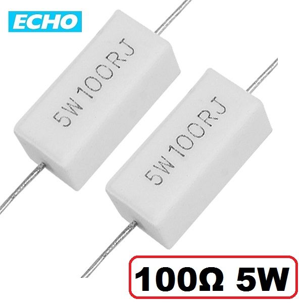 5pcs- 100 Ohm 5Watt 5% Ceramic Cement Resistor