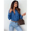 Elegant Lady Shirt Top Blouse2023 Autumn Simple Solid V-Neck Shirt Office Women's Wear.