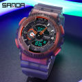 SANDA Brand Men's Outdoor Leisure Luxury Sports Fashion Personality Multi-function Men's Waterproof Electronic Watch. 
