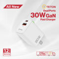 Teton 30W GaN Fast Charger Travel Charger Fast Wall Travel Chargers Adapter For iPhone  17/16/15/14/13/12 and Samsung/Android. 