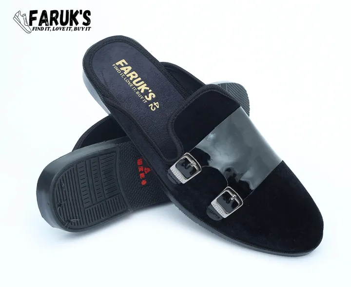New%20Fashionable%20Velvet%20Half%20Shoe%20For%20Men%20Black%20-%20Image%204